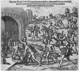El rescate que el rey Atahualpa (hacia 1502-33) ofreció a Francisco Pizarro, 1533
